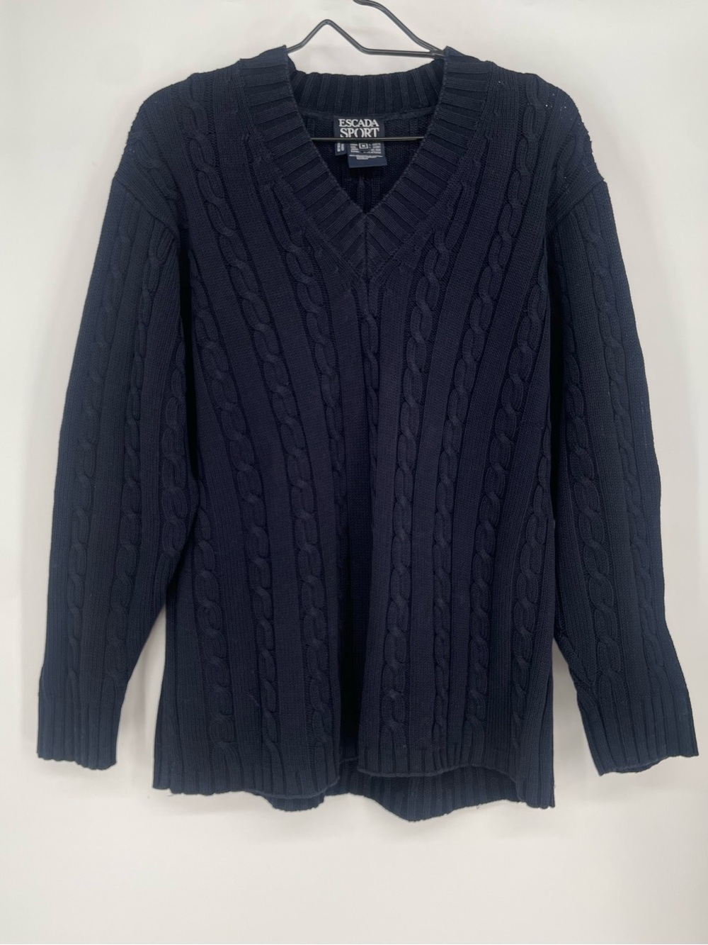Vintage Escada Sport Chunky Knit V-neck Cable Knit Heavy Weight Sweater